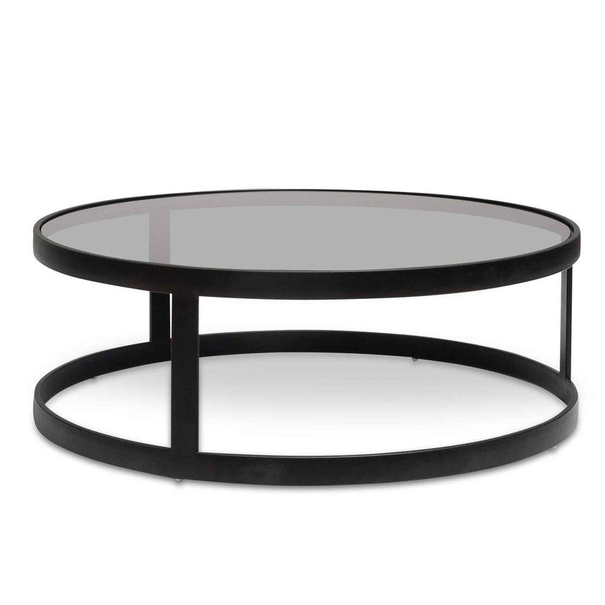Nested Grey Glass Coffee Table - Black Base - View 9