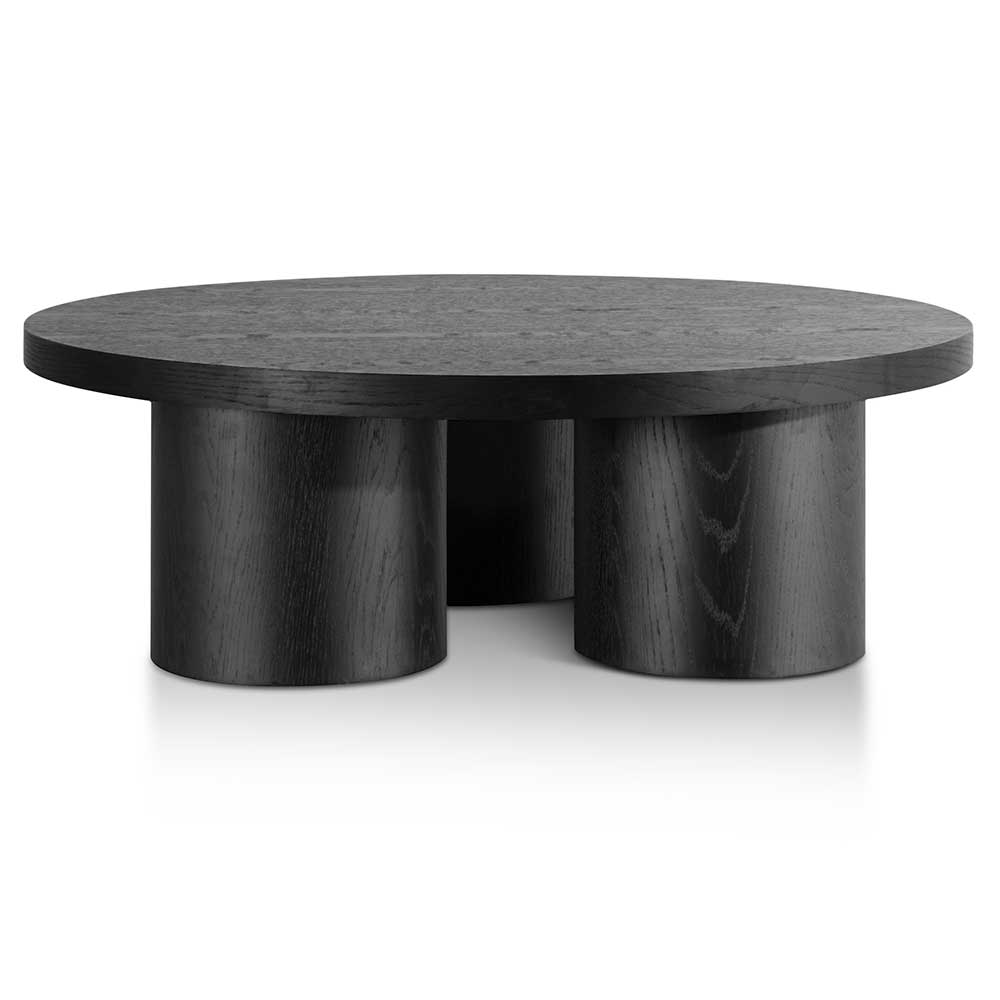 100cm Wooden Round Coffee Table - Black - View 2