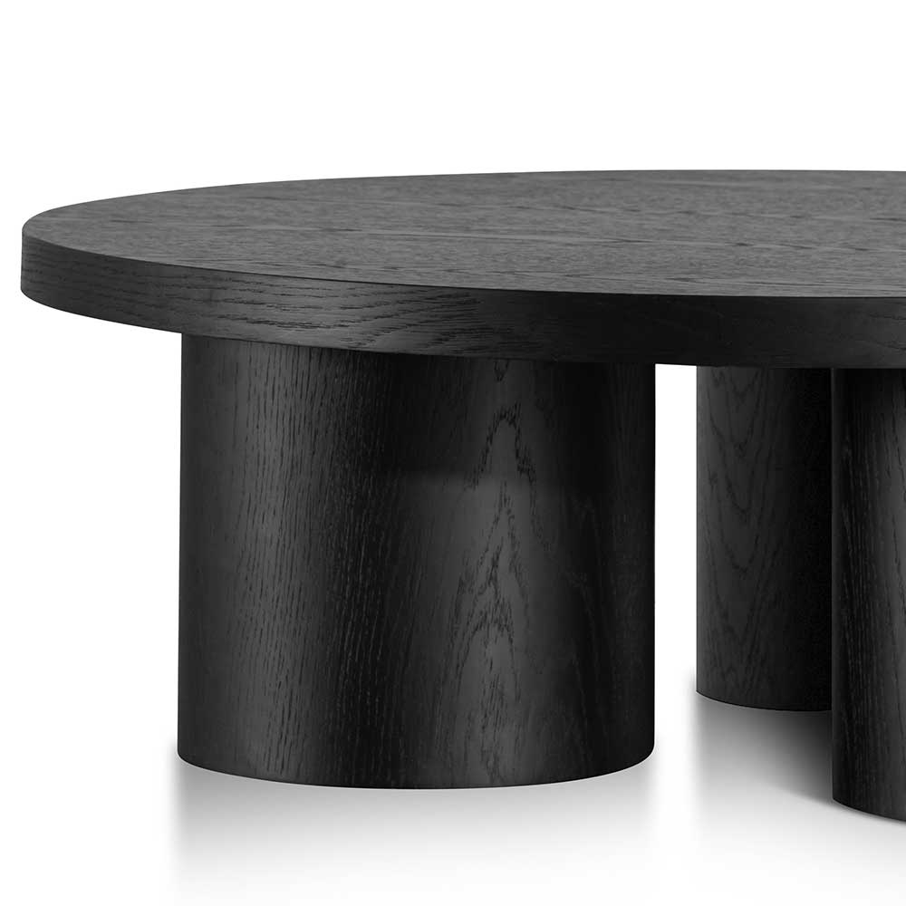 100cm Wooden Round Coffee Table - Black - View 3