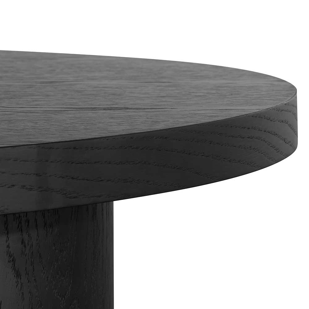 100cm Wooden Round Coffee Table - Black - View 5