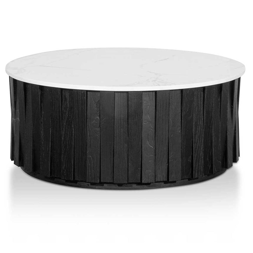 Porcelain Round marble Coffee Table - Black - View 7