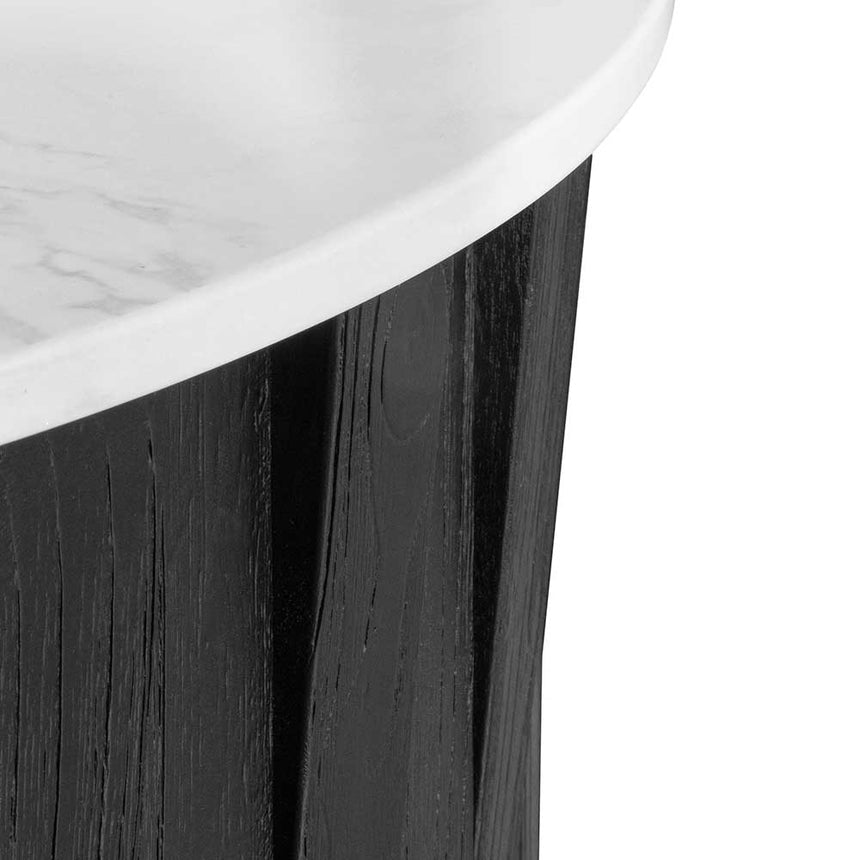 Porcelain Round marble Coffee Table - Black - View 2