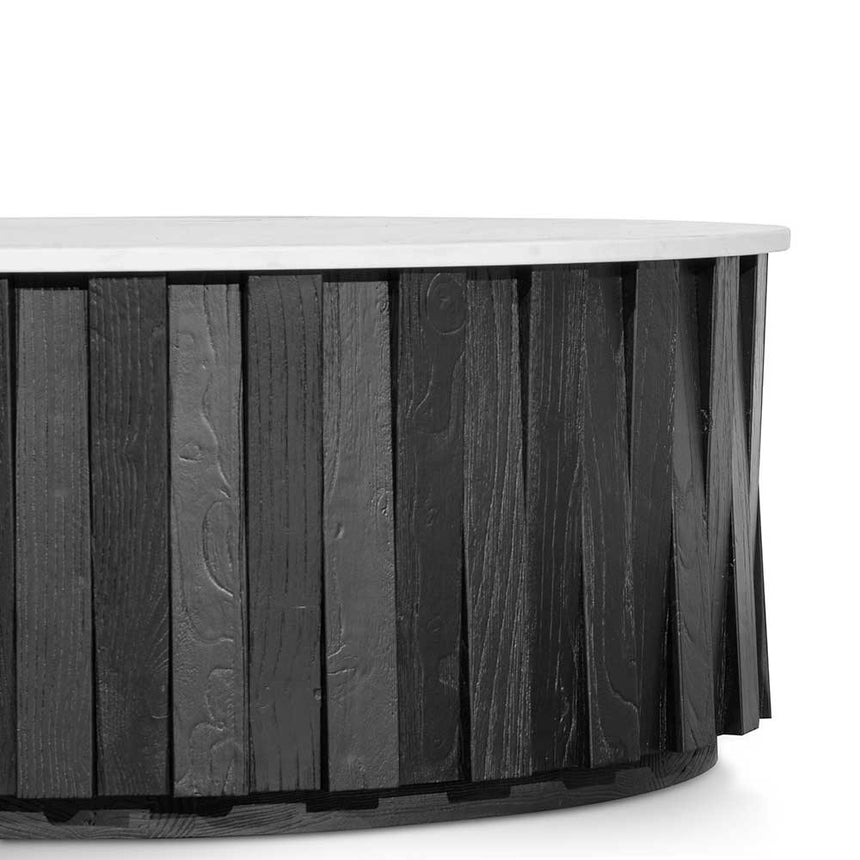 Porcelain Round marble Coffee Table - Black - View 4