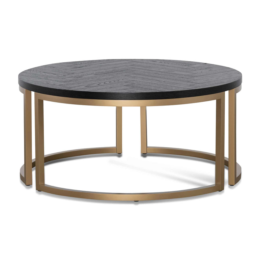 Round Coffee Table - Peppercorn and Brass - View 2