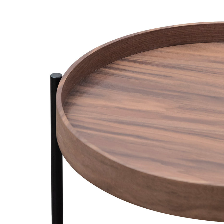 44cm Round Side Table - Walnut - View 5