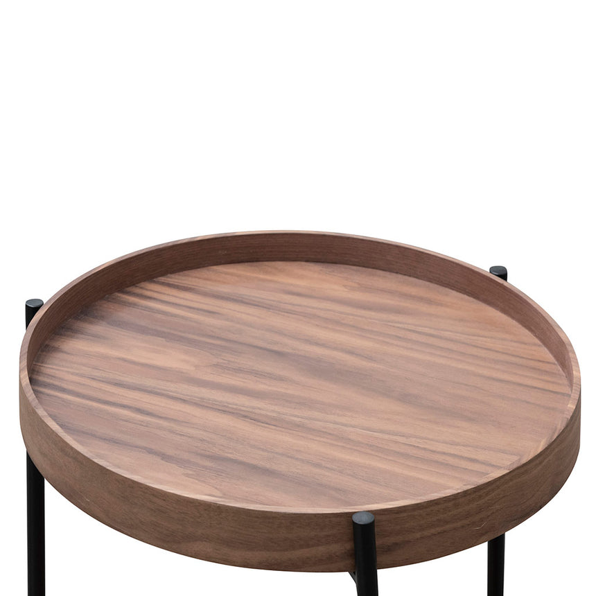 44cm Round Side Table - Walnut - View 4