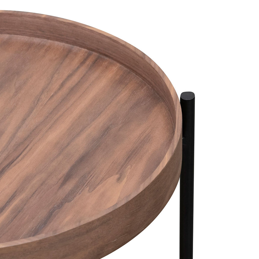 44cm Round Side Table - Walnut - View 6