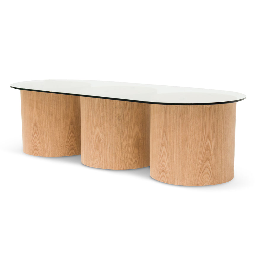 1.4m Oval Glass Coffee Table - Natural - View 3