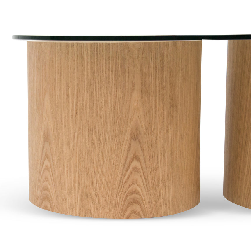 1.4m Oval Glass Coffee Table - Natural - View 4