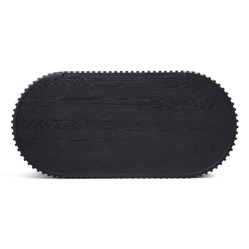 1.3m Oval Coffee Table - Full Black Oak - View 4