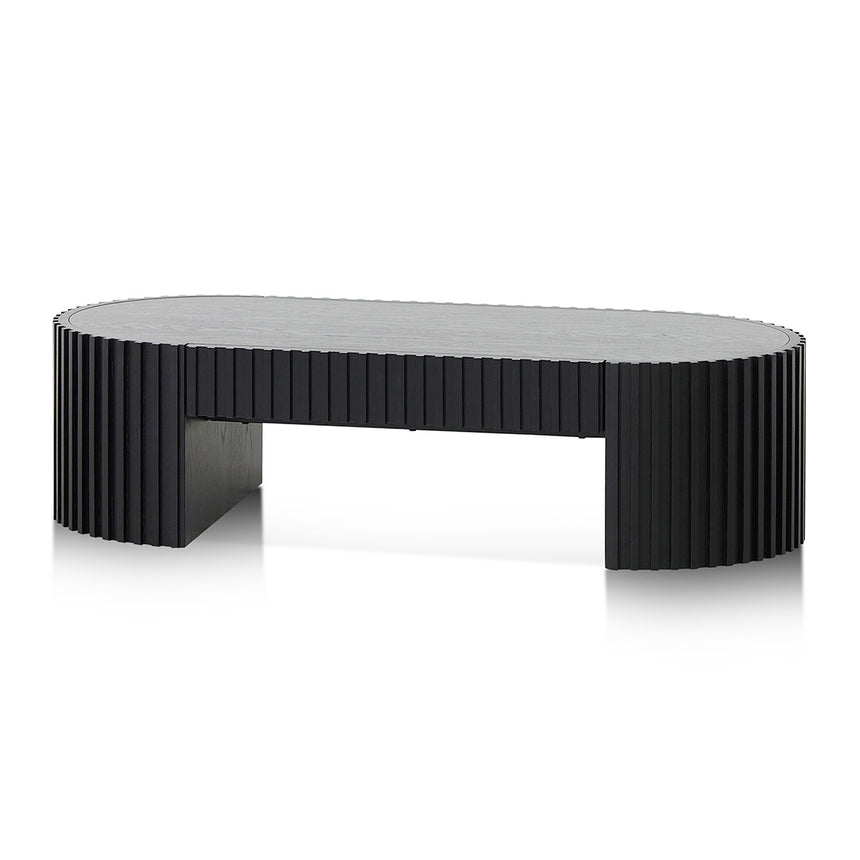 1.3m Oval Coffee Table - Full Black Oak - View 3
