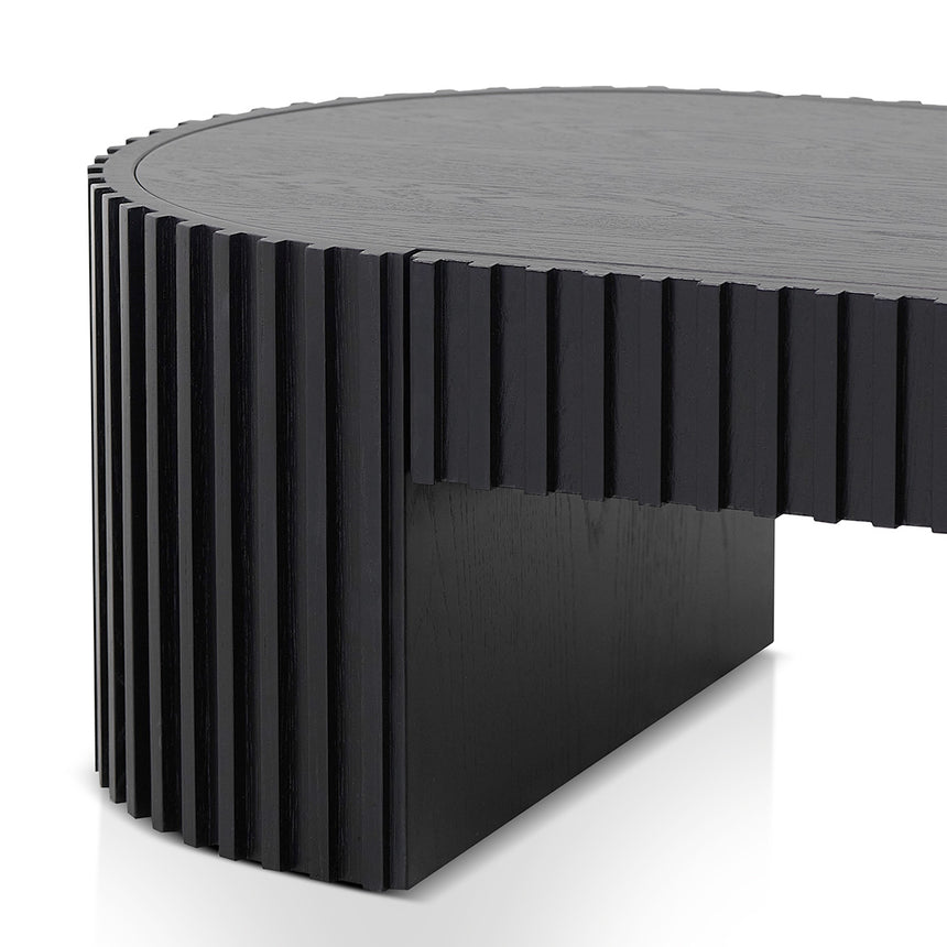 1.3m Oval Coffee Table - Full Black Oak - View 10