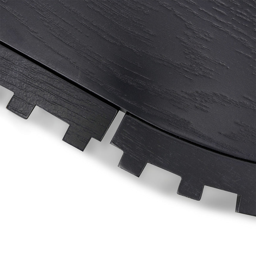 1.3m Oval Coffee Table - Full Black Oak - View 8