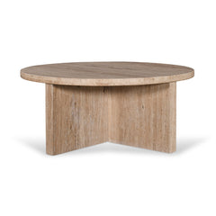 Ex Display - CCF8727-RB 90cm Travertine Top Round Coffee Table