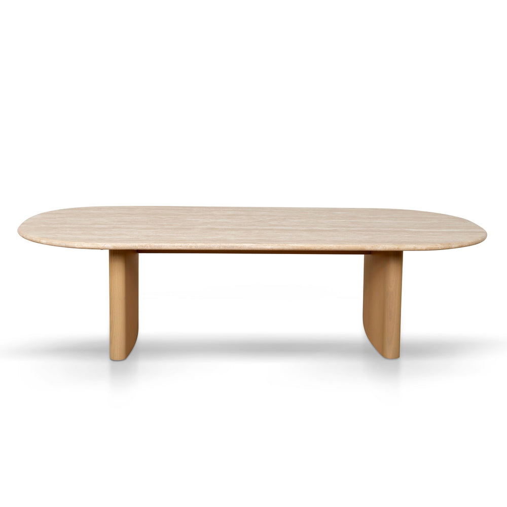 1.5m Travertine Top Coffee Table - Creme Ash - View 2