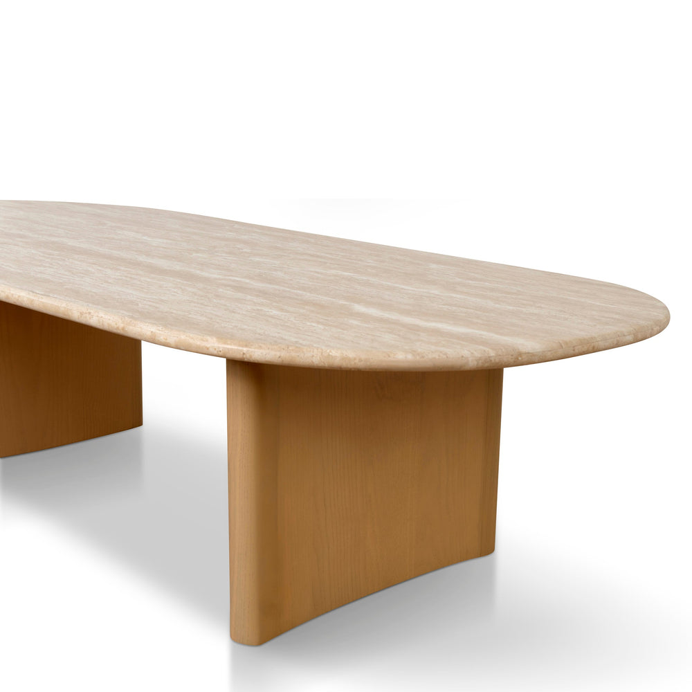 1.5m Travertine Top Coffee Table - Creme Ash - View 5
