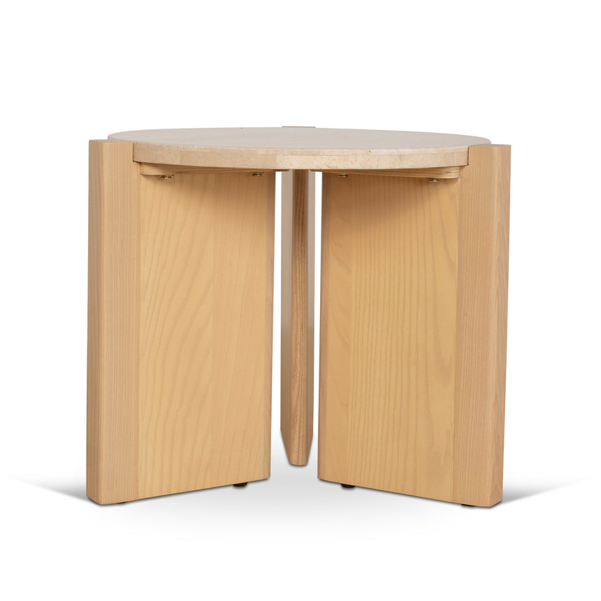 Travertine Top Round Nested Table - Creme Ash - View 9
