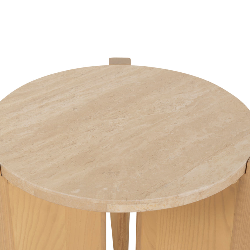 Travertine Top Round Nested Table - Creme Ash - View 16
