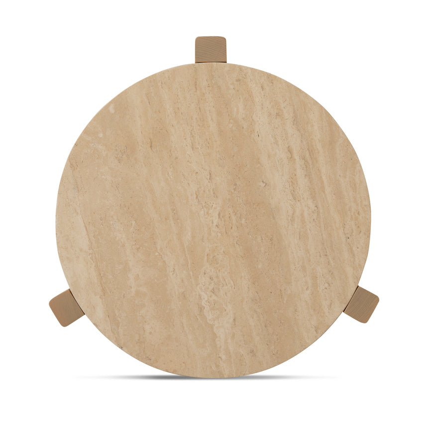 Travertine Top Round Nested Table - Creme Ash - View 8