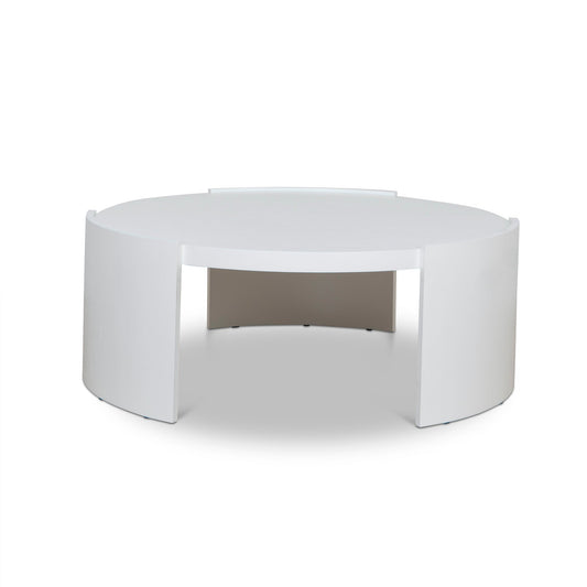 100cm Wooden Round Coffee Table | White | Myka Home