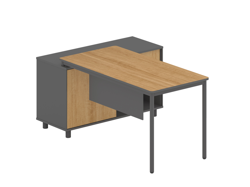 1.75m Right Return Natural Office Desk | Charcoal Base | Myka Home - View 2