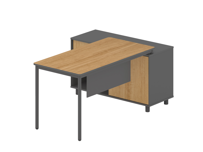 1.75m Left Return Natural Office Desk | Charcoal Base | Myka Home - View 3