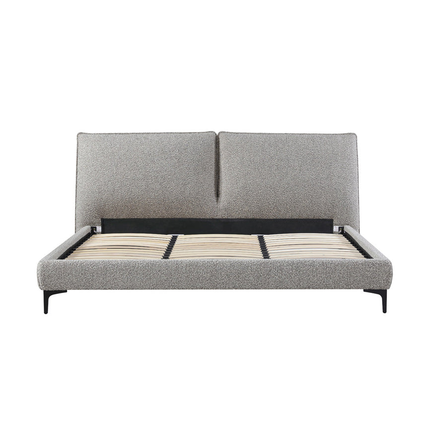 Fabric Queen Bed Frame - Olive Brown Boucle - View 5