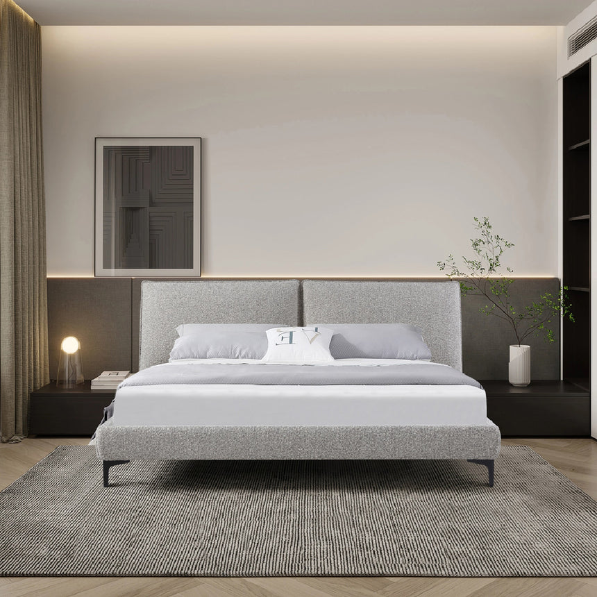 Fabric King Bed Frame - Olive Brown Boucle - View 3
