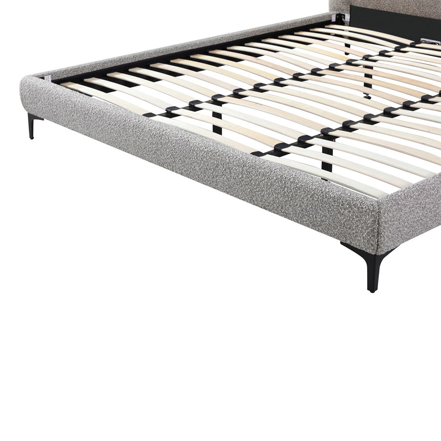 Fabric King Bed Frame - Olive Brown Boucle - View 10