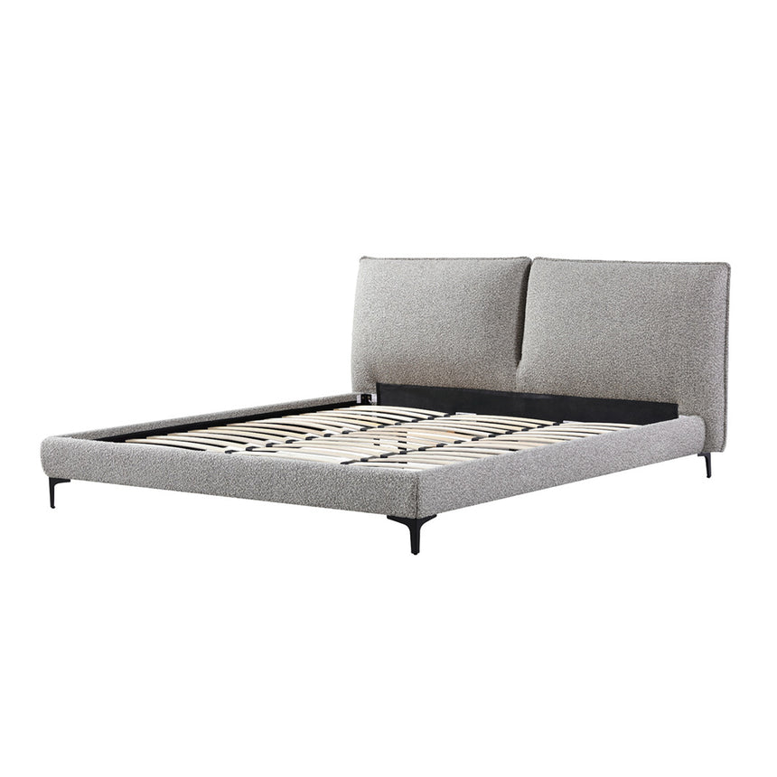 Fabric King Bed Frame - Olive Brown Boucle - View 8