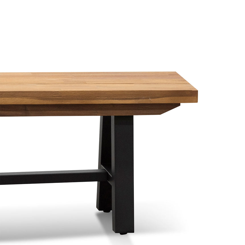 Outdoor Wooden Bench - Natural Top and Black Legs - View 5