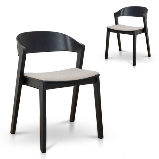 CDC10054-SDx2 Black Dining Chair - Grey Seat (Set of 2)