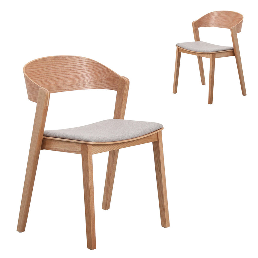 CDC10291-SD Natural Dining Chair - Grey Seat (Set of 2)
