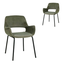 Black Dining Chair | Dark Moss Green (Set of 2) | Myka Home