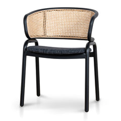 Fabric Dining Chai | Dark Grey with Rattan Back (Set of 2) | Myka Home