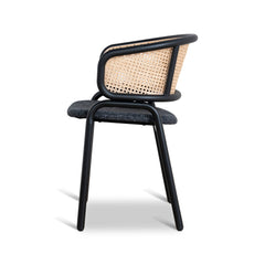 Fabric Dining Chai | Dark Grey with Rattan Back (Set of 2) | Myka Home