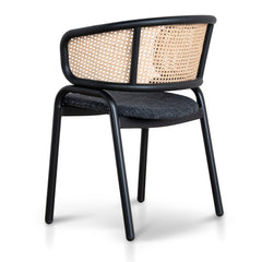 Fabric Dining Chai | Dark Grey with Rattan Back (Set of 2) | Myka Home