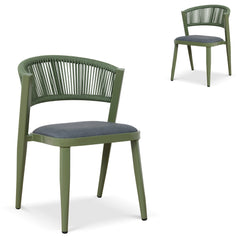 Army Green Outdoor Dining Chair | Grey  (Set of 2) | Myka Home