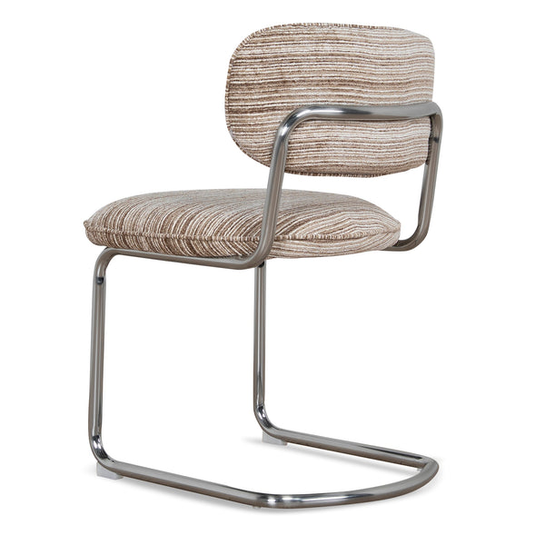 Chrome Dining Chair | Coconut Stripe (Set Of 2) | Myka Home