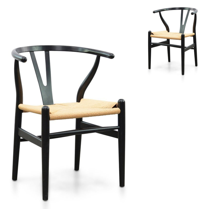 Dining Chair | Black - Natural Seat (Set of 2) | Myka Home