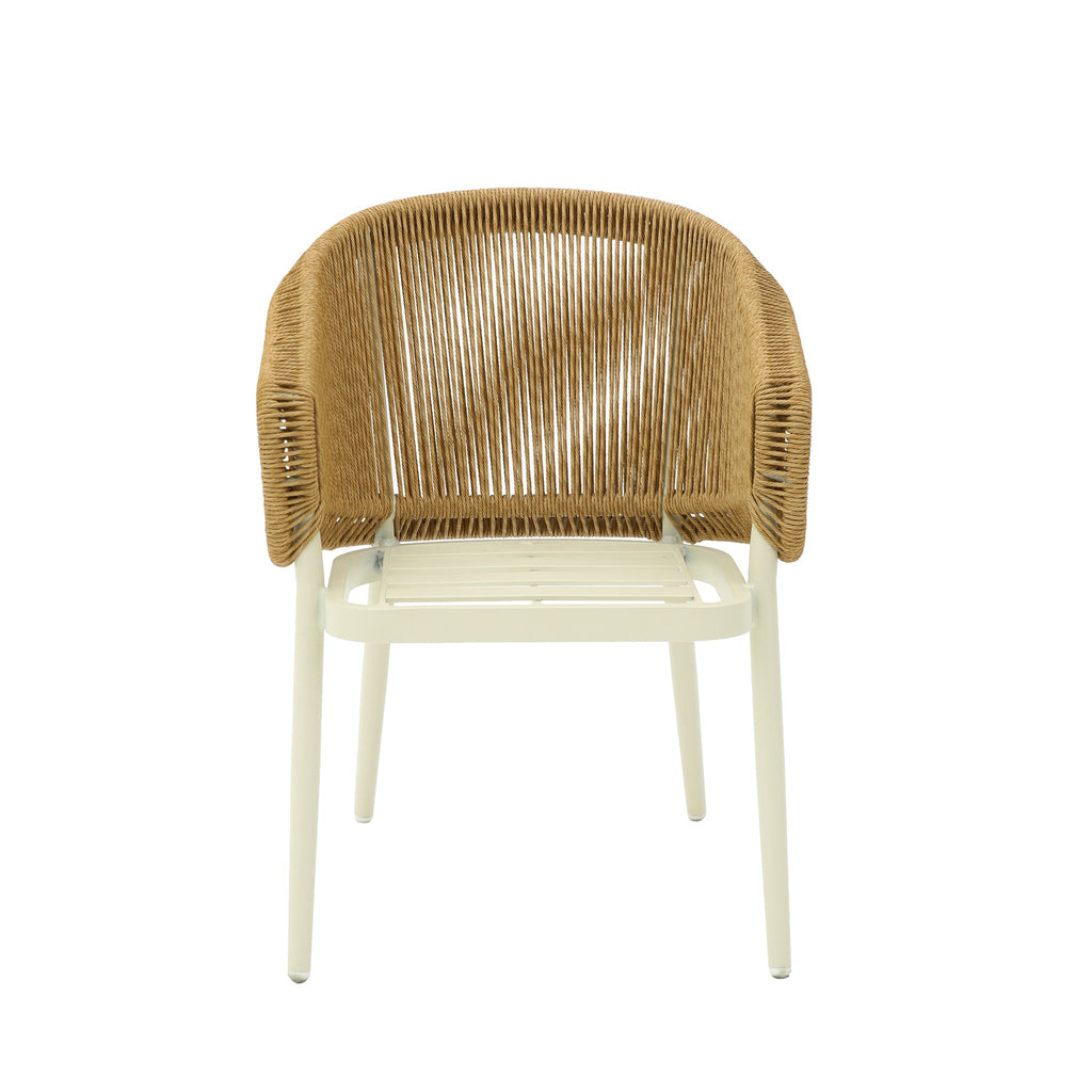 Natural Rattan Outdoor Dining Chair | Beige Cushion | Myka Home