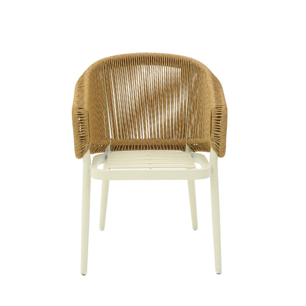 Natural Rattan Outdoor Dining Chair | Beige Cushion | Myka Home