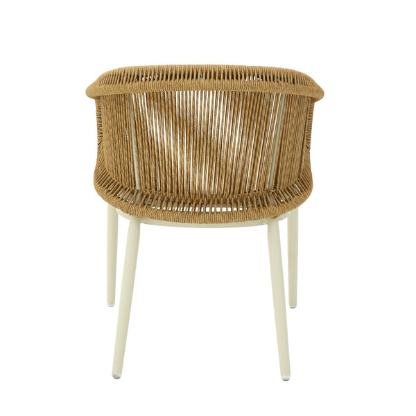 Natural Rattan Outdoor Dining Chair | Beige Cushion | Myka Home