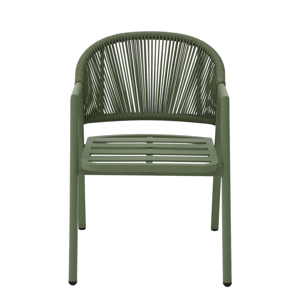 Green Rattan Outdoor Dining Chair | Sand Green Cushion (Se | Myka Home
