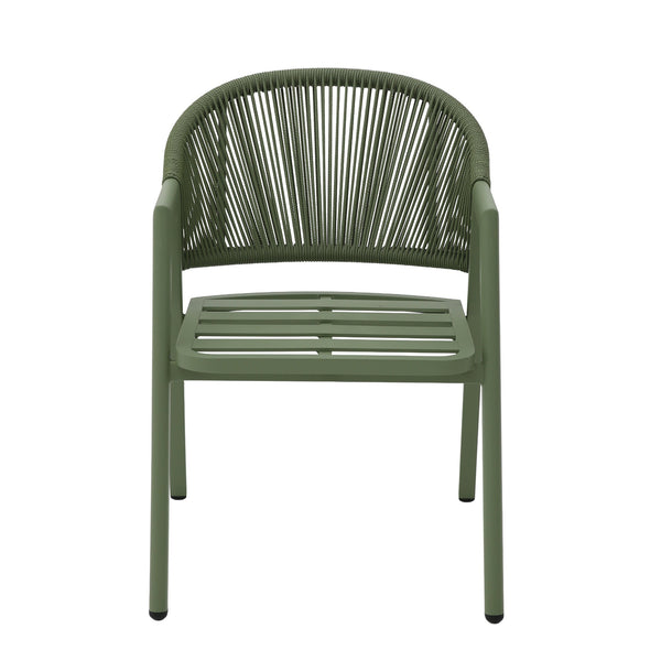 Green Rattan Outdoor Dining Chair | Sand Green Cushion (Se | Myka Home