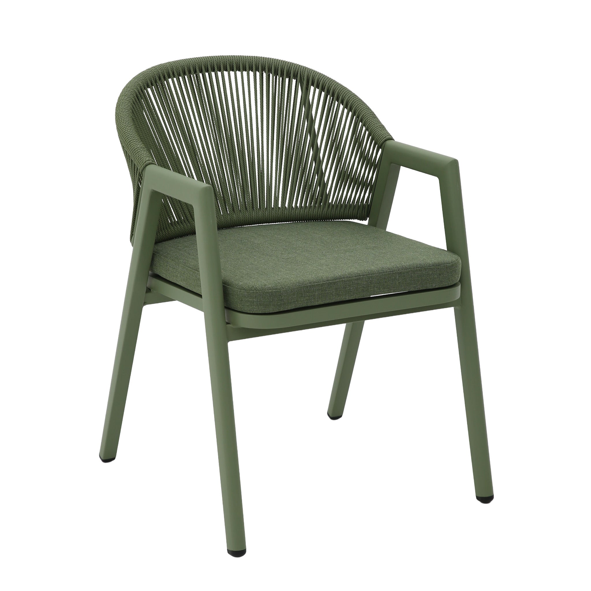 Green Rattan Outdoor Dining Chair | Sand Green Cushion (Se | Myka Home