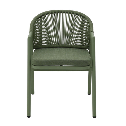 Green Rattan Outdoor Dining Chair | Sand Green Cushion (Se | Myka Home
