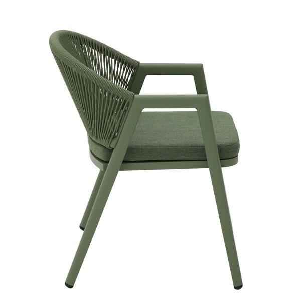 Green Rattan Outdoor Dining Chair | Sand Green Cushion (Se | Myka Home