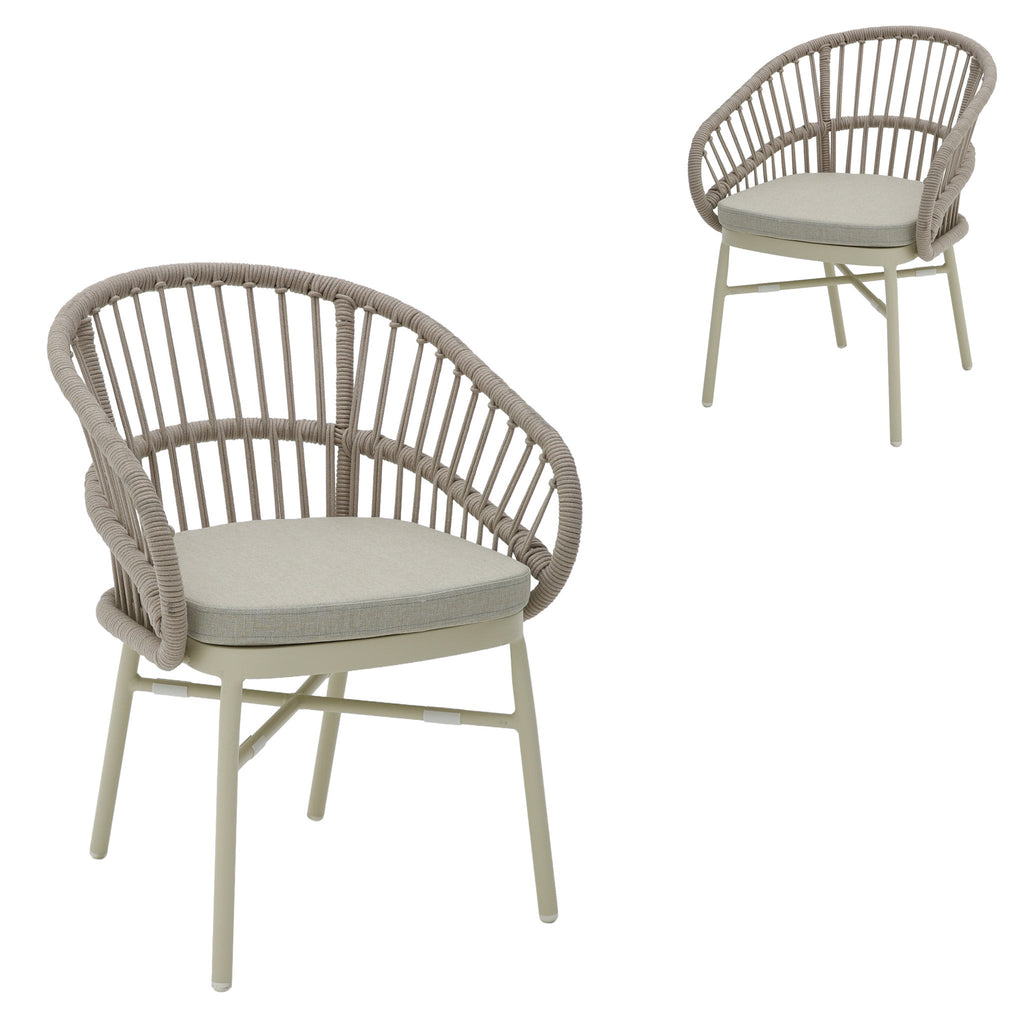 Taupe Rattan Outdoor Dining Chair | Beige Cushion (Set Of | Myka Home