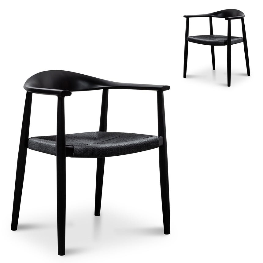 Round Dining Armchair - Full Black (Set of 2)